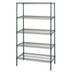 Thumbnail image #1 for Quantum 48-Inch W x 18-Inch D x 63-Inch H Stationary 5-Shelf Wire Shelving Starter Kit, Green Epoxy Antimicrobial Finish
