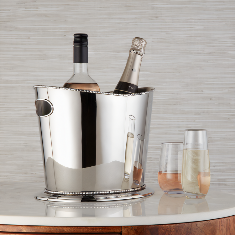Product image #1 for American Metalcraft Two-Bottle Round Stainless Steel Wine Bucket, 9-Inch Dia. x 9-Inch H, Beaded Edge, Silver Finish