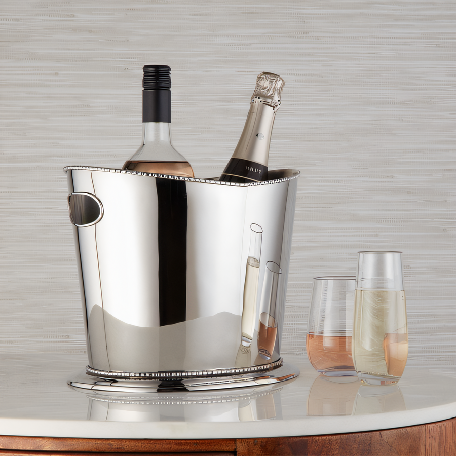 Product image #1 for American Metalcraft Two-Bottle Round Stainless Steel Wine Bucket, 9-Inch Dia. x 9-Inch H, Beaded Edge, Silver Finish