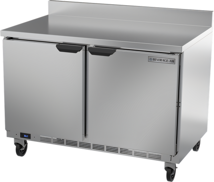 Product image #1 for Beverage-Air WTR48AHC-FIP 48-Inch Two-Section Worktop Refrigerator with Solid Doors and Foamed-In-Place Backsplash