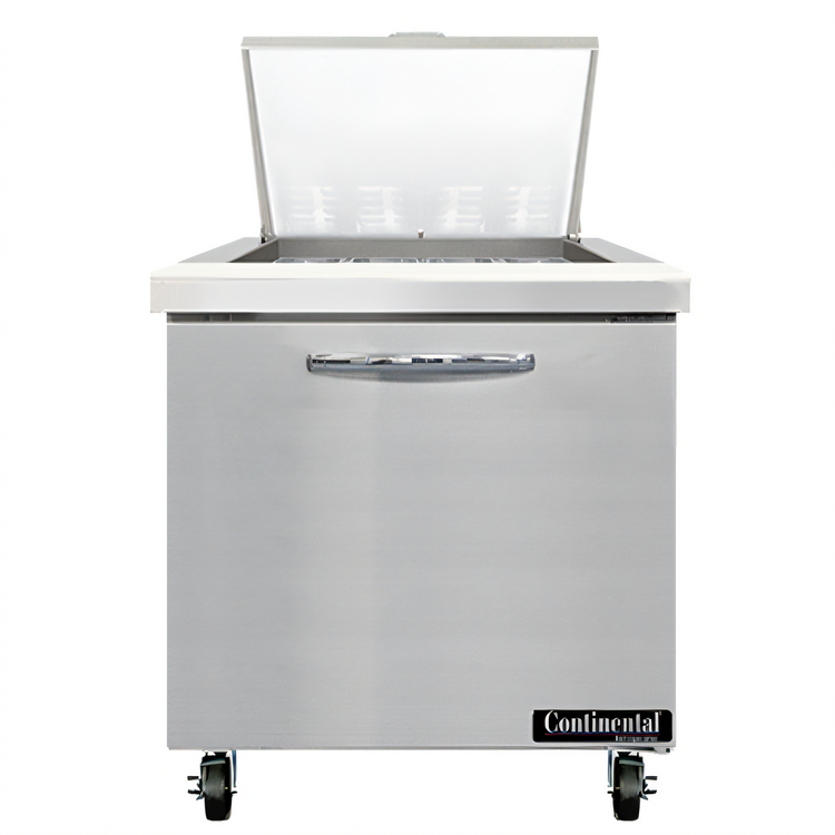 Product image #1 for Continental Mighty Top 32-Inch Sandwich Prep Table Refrigerator, 12-Pan Top, Solid Door