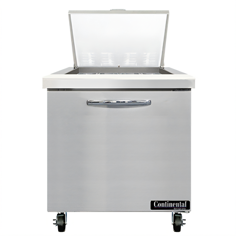 Product image #1 for Continental Mighty Top 32-Inch Sandwich Prep Table Refrigerator, 12-Pan Top, Solid Door