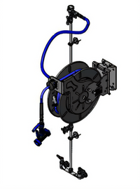 Open Stainless Steel Wall-Mount Retractable Hose Reel Assembly with 8-Inch Mixing Faucet and 50-Foot Hose