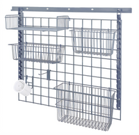 Quantum Store Grid Medium-Duty Wall-Mounted Shelving Starter Kit with Shelves, Baskets, and Hooks