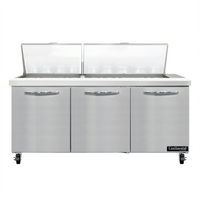Continental Refrigerator SW72N27M Mighty Top 72-Inch Three-Section Refrigerated Sandwich Prep Table with 27 Pans