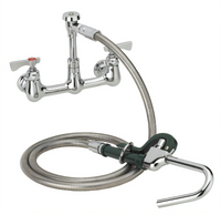 Krowne Royal Series Wall-Mount Pot Filler Assembly with 72-Inch Stainless Steel Flexible Hose