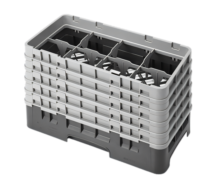 Product image #2 for Cambro Camrack Half-Size 8-Compartment Glass Rack with 5 Extenders, Brown, 12-1/8 in. High
