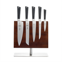 Mercer Culinary ZüM 6-Piece Magnetic Knife Board Set with Acacia Board