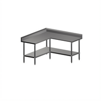 John Boos L-Shaped Stainless Steel Corner Work Table with 5-Inch Backsplash, 60 x 60 x 40-3/4 Inches