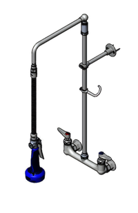 T&S Brass EasyInstall Wall-Mount Pre-Rinse Unit with 8-Inch Adjustable Centers, 26-Inch Riser, and 0.65 GPM Spray Valve