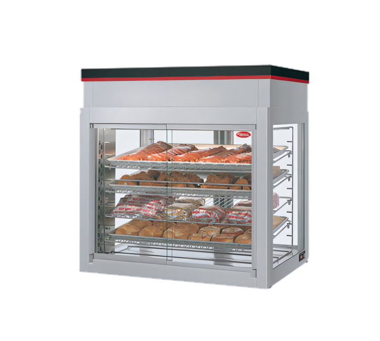 Product image #1 for Hatco Flav-R-Savor® WFST-2X Countertop Humidified Hot Food Merchandising Cabinet, 4-Door, 4-Shelf, Clear Anodized Finish