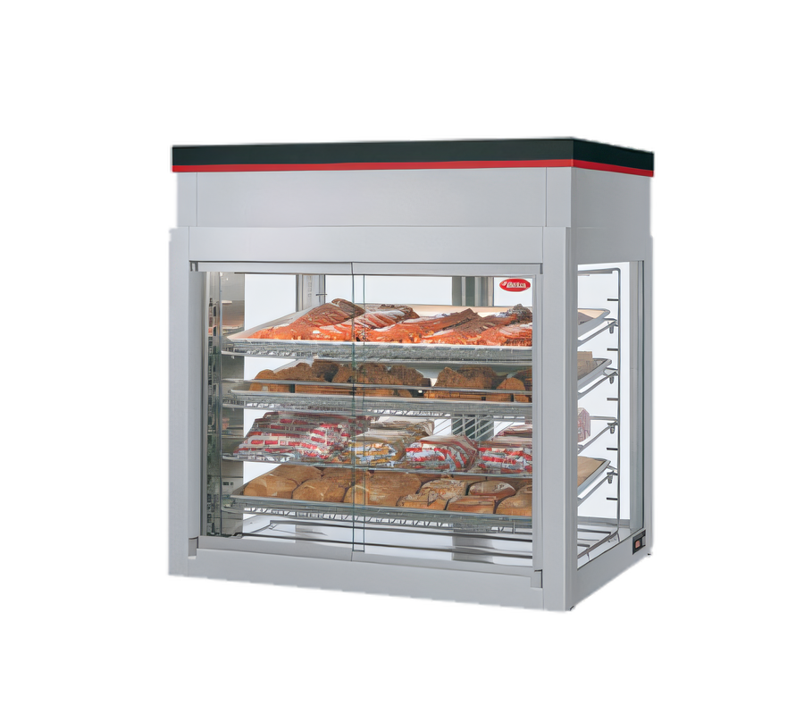 Product image #1 for Hatco Flav-R-Savor® WFST-2X Countertop Humidified Hot Food Merchandising Cabinet, 4-Door, 4-Shelf, Clear Anodized Finish