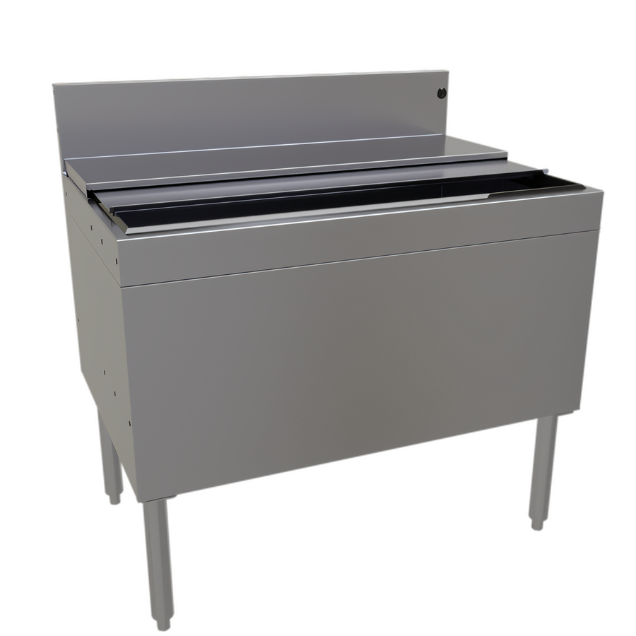 Product image #1 for Glastender Extra Deep Stainless Steel Underbar Ice Bin with 10-Circuit Cold Plate, 36 x 24 Inches