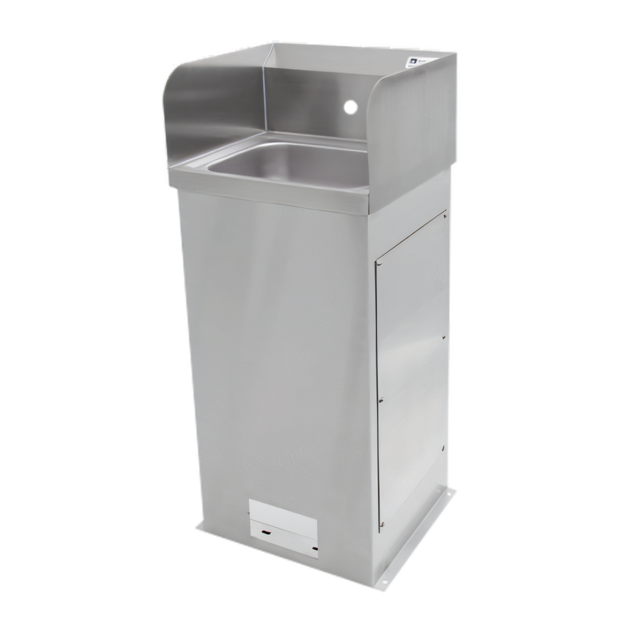 Product image #1 for John Boos Pro-Bowl Stainless Steel Freestanding Floor-Mount Hand Wash Sink with 14 x 10 x 5-Inch Bowl, Side Splashes, and 9-3/4-Inch Backsplash
