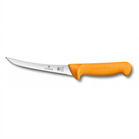 Swibo 6-Inch Curved Semi-Stiff Boning Knife with Orange Polyamide Handle