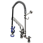 Thumbnail image #1 for T&S Brass EverSteel S-0123-U12-CR-B Stainless Steel Wall-Mount Pre-Rinse Faucet Assembly with Add-On Faucet, 8-Inch Centers, 44-Inch Hose