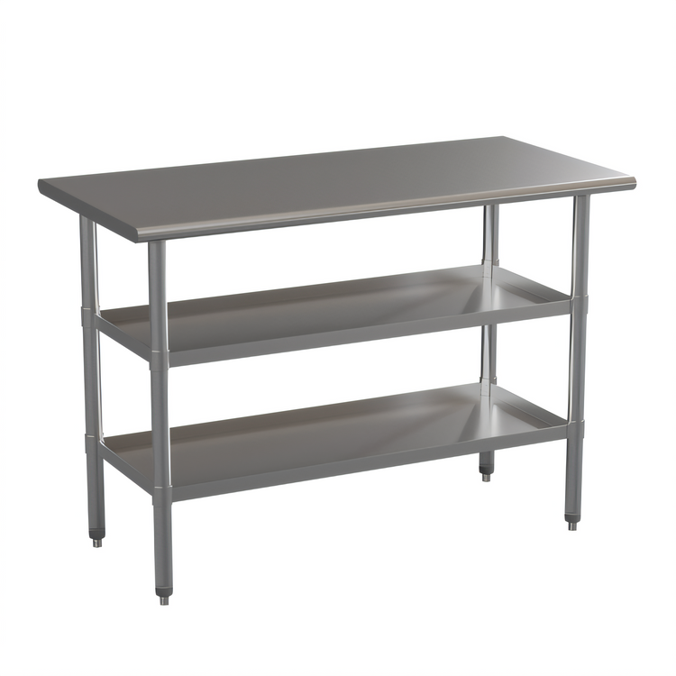 Product image #1 for Flash Furniture Hogan 48-Inch x 24-Inch 18-Gauge Stainless Steel Work Table with 2 Undershelves