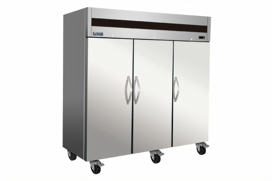 Product image #1 for IKON Refrigeration Three-Section Reach-In Freezer, 72 Cu. Ft., Top-Mount Self-Contained, Dual Voltage, Stainless Steel