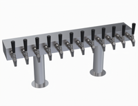 Krowne Double T-Head Countertop Glycol-Cooled Beer Tower, 12 Faucets, 36-Inch Box, Brushed Stainless Steel