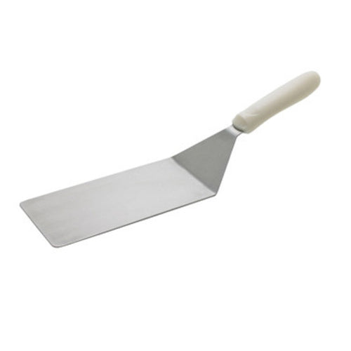 Product image #1 for Winco 8" x 4" Stainless Steel Turner with White Polypropylene Handle