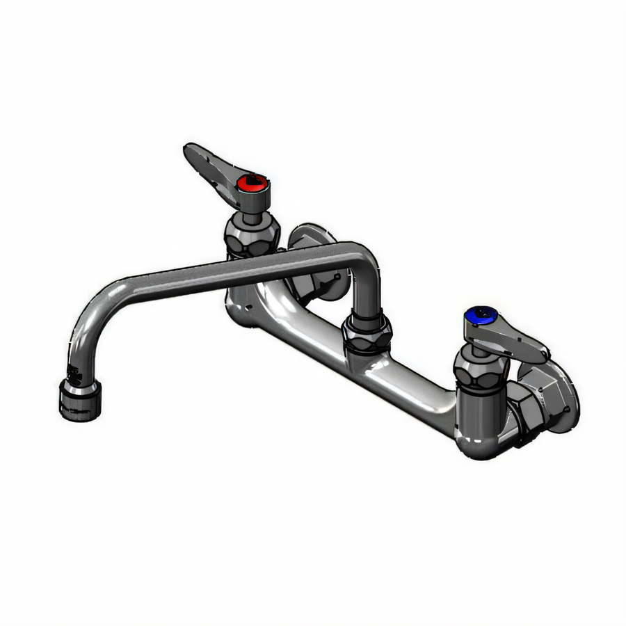 Product image #1 for T&S Brass Wall-Mounted Double Pantry Mixing Faucet with 10-Inch Swing Nozzle and 8-Inch Adjustable Centers