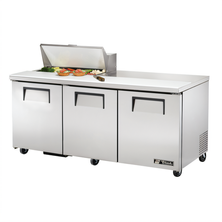 Product image #1 for 72-Inch Three-Section Stainless Steel Sandwich/Salad Prep Table with 8-Pan Rail