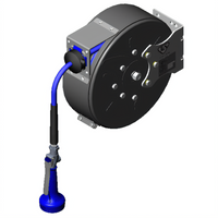 T&S Brass Enclosed Epoxy-Coated Retractable Hose Reel with 30 Ft. 3/8-Inch Hose and High-Flow Spray Valve