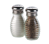 2 oz Glass Beehive Salt and Pepper Shaker with Stainless Steel Mushroom Cap