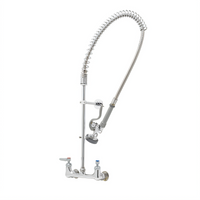 T&S EasyInstall Wall Mount Pre-Rinse Unit with Cerama Cartridges, 18-Inch Riser and 6-Inch Adjustable Wall Bracket