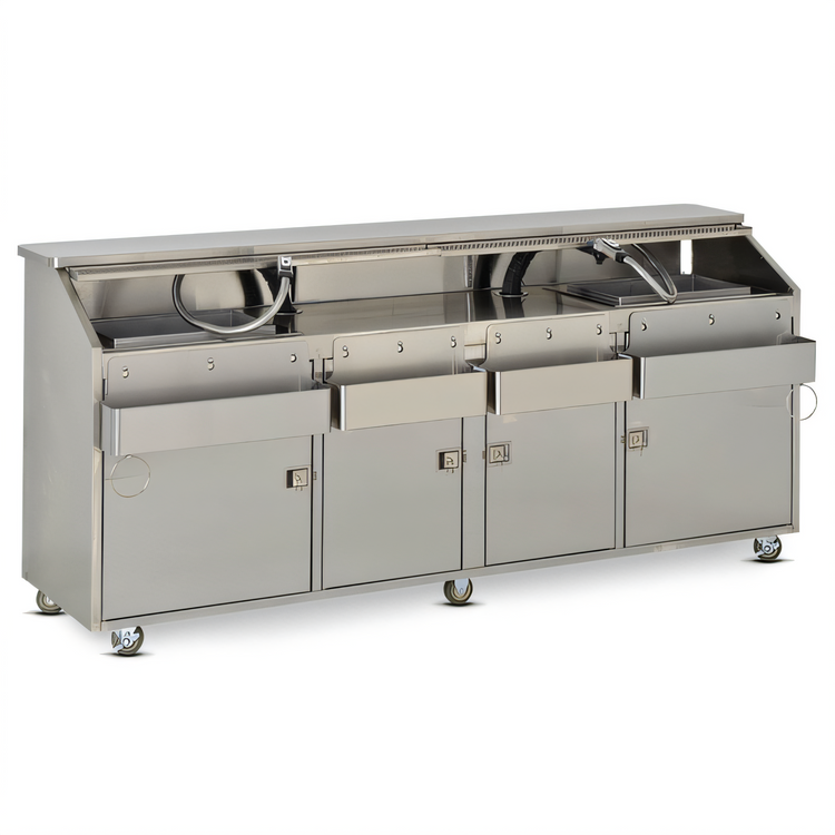 Product image #1 for FWE SBBC-8 8-Foot Weather-All Stainless Steel Mobile Bar for Post-Mix and Bag-in-Box Beverage Service