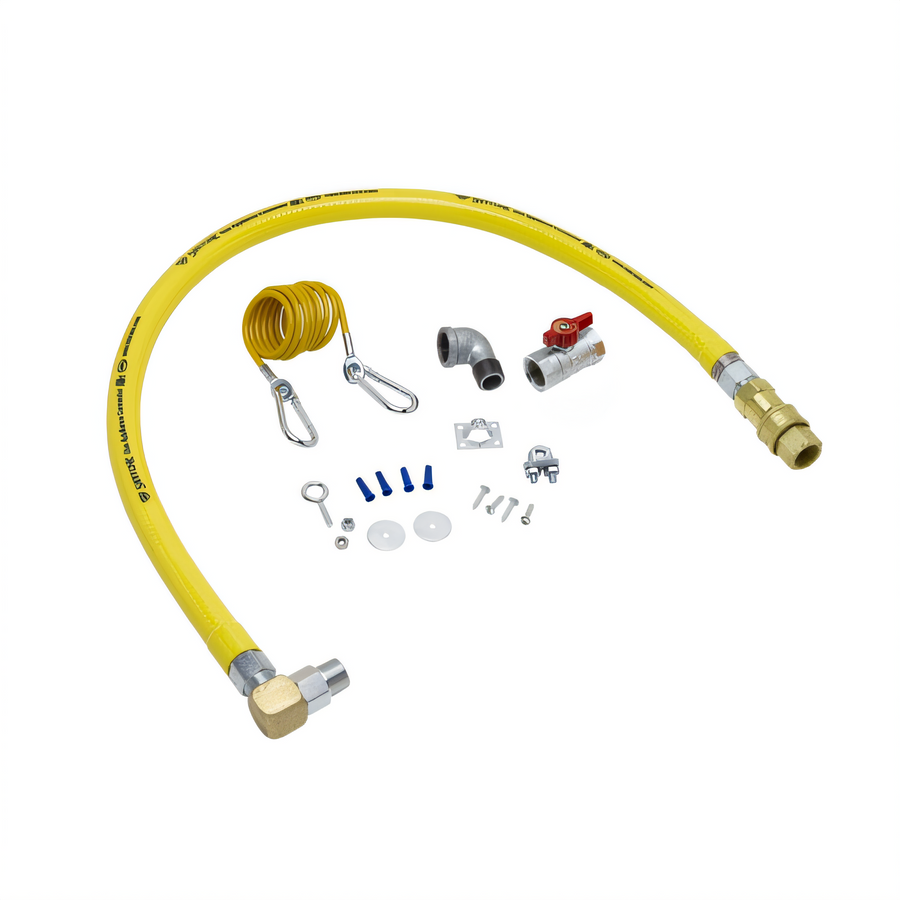 Product image #1 for T&S Brass 24-Inch Coated Gas Appliance Connector Hose with 1-Inch NPT Quick Disconnect and Restraining Cable
