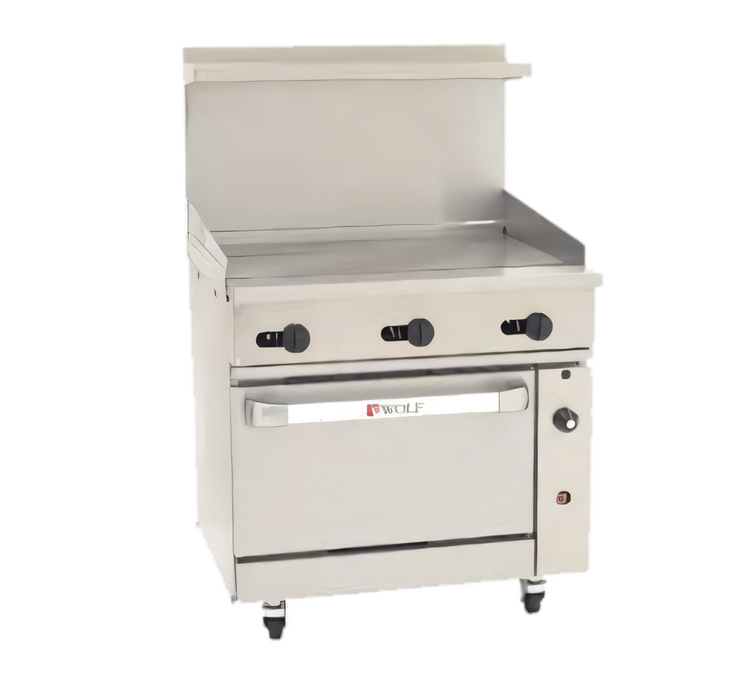 Product image #1 for Wolf Challenger XL 36-Inch Gas Restaurant Range with Griddle Top and Convection Oven