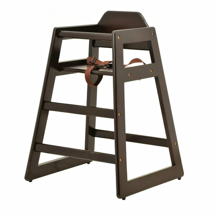 Product image #1 for Commercial Wood High Chair with Nylon Safety Harness, Mahogany Finish