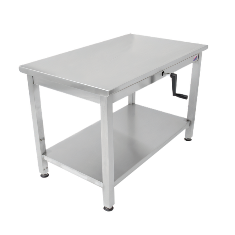 Product image #1 for John Boos Ergonomic Hydraulic Lift Stainless Steel Work Table with Undershelf, 72 x 30 Inch