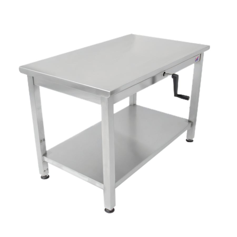 Product image #1 for John Boos Ergonomic Hydraulic Lift Stainless Steel Work Table with Undershelf, 72 x 30 Inch