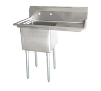 Omcan USA 1-Compartment Pot Sink with Right-Hand Drainboard, 24 x 24 x 14-Inch Bowl, 304 Stainless Steel