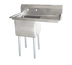 Thumbnail image #1 for Omcan USA 1-Compartment Pot Sink with Right-Hand Drainboard, 24 x 24 x 14-Inch Bowl, 304 Stainless Steel