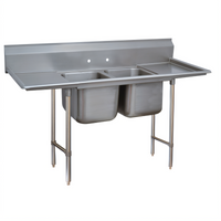 Advance Tabco Regaline 2-Compartment Stainless Steel Sink with Left & Right Drainboards, 78.5 Inches Wide