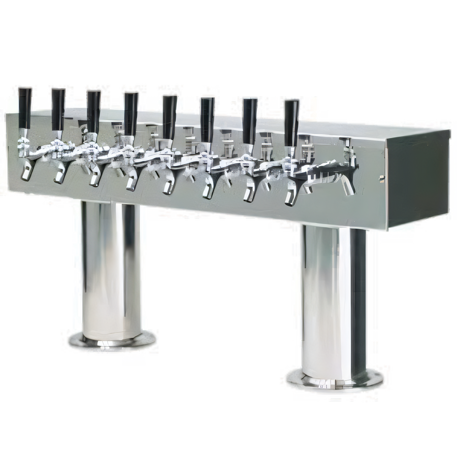Product image #1 for Double Pedestal Countertop Air-Cooled Draft Beer Tower, 8 Faucets, Polished Stainless Steel