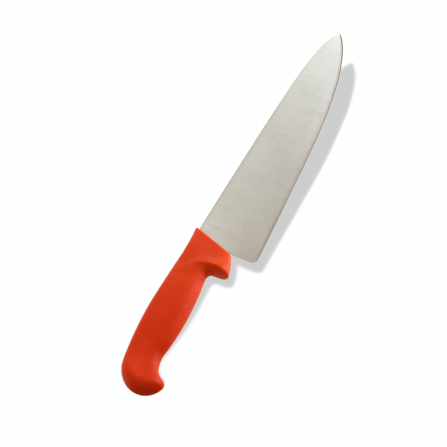 Product image #1 for 10-Inch Stamped Cook's Knife with High Carbon German Steel Blade and Red Polypropylene Handle