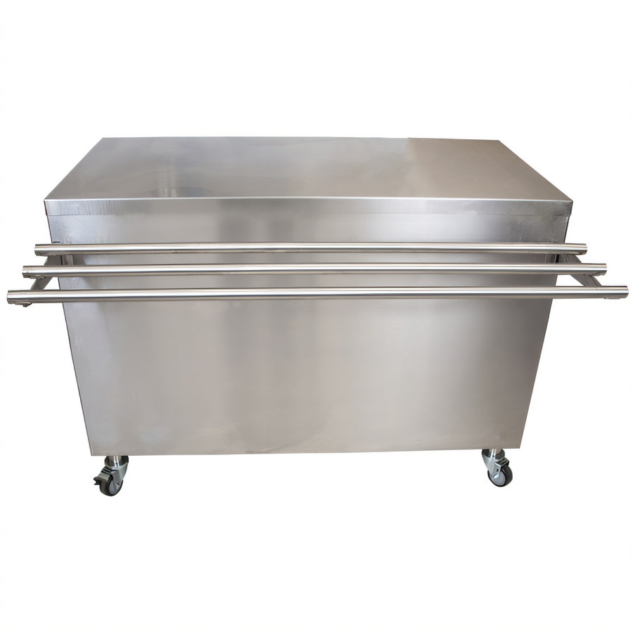 Product image #1 for BK Resources 60-Inch x 30-Inch Stainless Steel Serving Counter with Hinged Door, Lock, and Drop Shelf