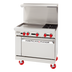 Thumbnail image #1 for American Range 36-Inch Gas Restaurant Range with 24-Inch Left Griddle, 2 Open Burners, Storage Base, and Back Riser