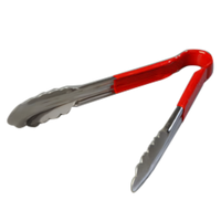 Spectrum 9-1/2-Inch Stainless Steel Utility Tongs with Red Dura-Kool Vinyl Handle