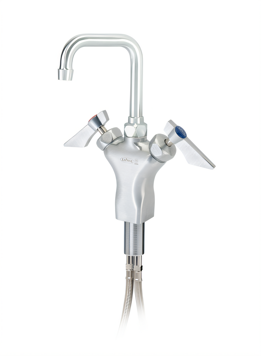 Product image #1 for Krowne Diamond Series Commercial Deck-Mount Single-Hole Manual Faucet with 4 1/2-Inch Double Bend Spout