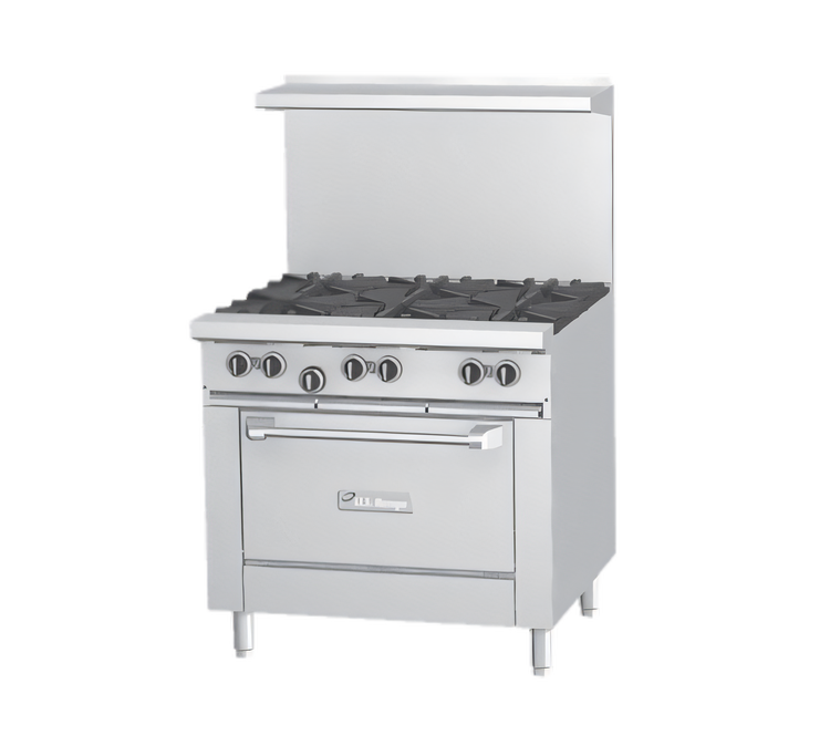 Product image #1 for Garland US Range U-Series 36-Inch Gas Restaurant Range with 2 Open Burners, 24-Inch Griddle, and Storage Base (U36-2G24S)