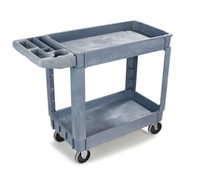 Carlisle 2-Shelf Bin-Top Utility Bus Cart, 500 lb Capacity, 45 x 25 x 33 Inch, Gray Polypropylene