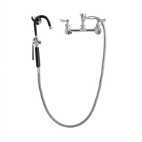 Fisher Wall-Mount Pot Filler Faucet with 8-Inch Adjustable Wall Control Valve, Vacuum Breaker, Wall Hook, and 60-Inch Hose