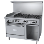 Thumbnail image #1 for Garland US Range U Series Ranges U48-6G12CS 48-Inch Commercial Gas Range with 6 Open Burners, 12-Inch Griddle, Convection Oven & Storage Base