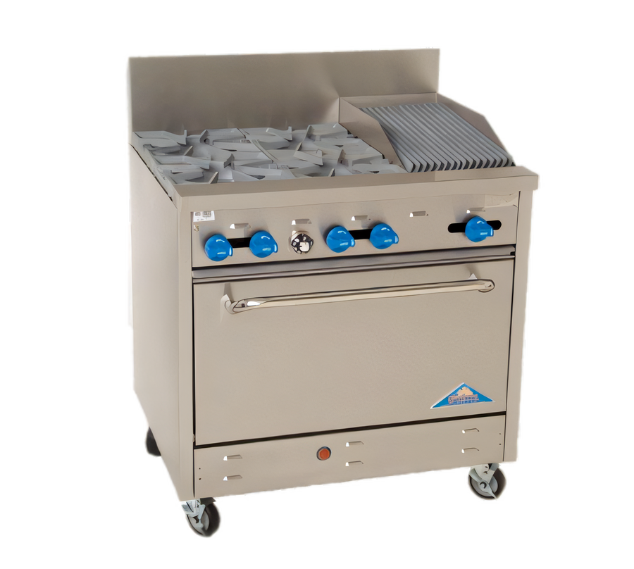 Product image #1 for Comstock-Castle F330-1RB 36-Inch Gas Range with 4 Open Burners, 12-Inch Char-Broiler and 31.5-Inch Oven