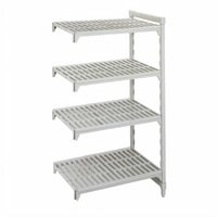 Cambro Camshelving Premium 4-Shelf Vented Add-On Polymer Shelving Unit, 18 x 30 x 64 Inches